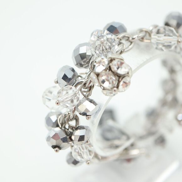 Charming Charlie Sparkle Bead Charm Watch 24mm Silver Loop Bracelet New Battery - Picture 6 of 14